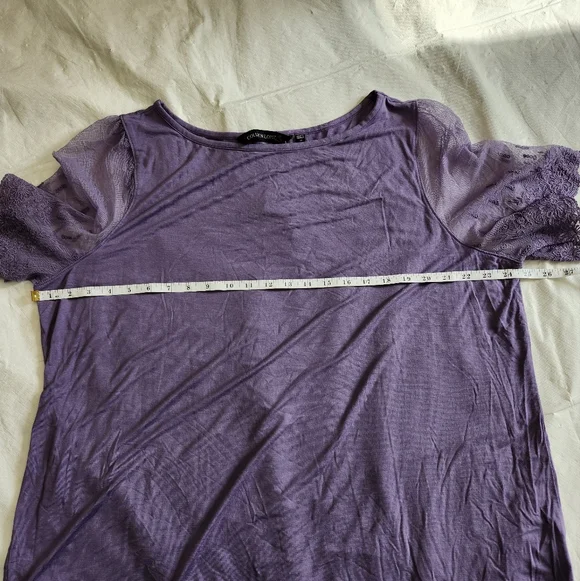 Colleen Lopez Purple Lace Sleeve Blouse - Picture 4 of 8